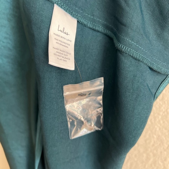 NWT Stylish Taste Dark Teal Satin Collared Long Sleeve Mini Dress - Picture 9 of 9